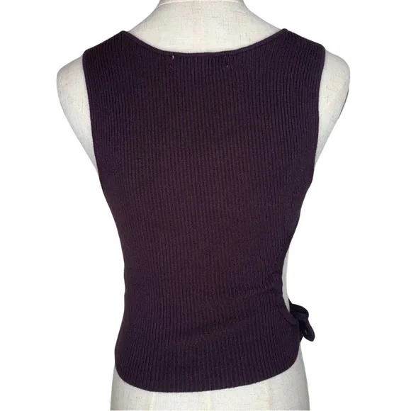 Urban Outfitters Brown Asymmetrical Ribbed Knit Side Cut Out Tank Top - Picture 9 of 16